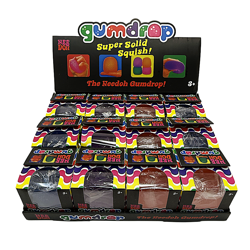 WNOD20-1 - 12 Pack - NeeDoh Gumdrop Super Solid Squish Sensory Stress Toy – Assorted Colors